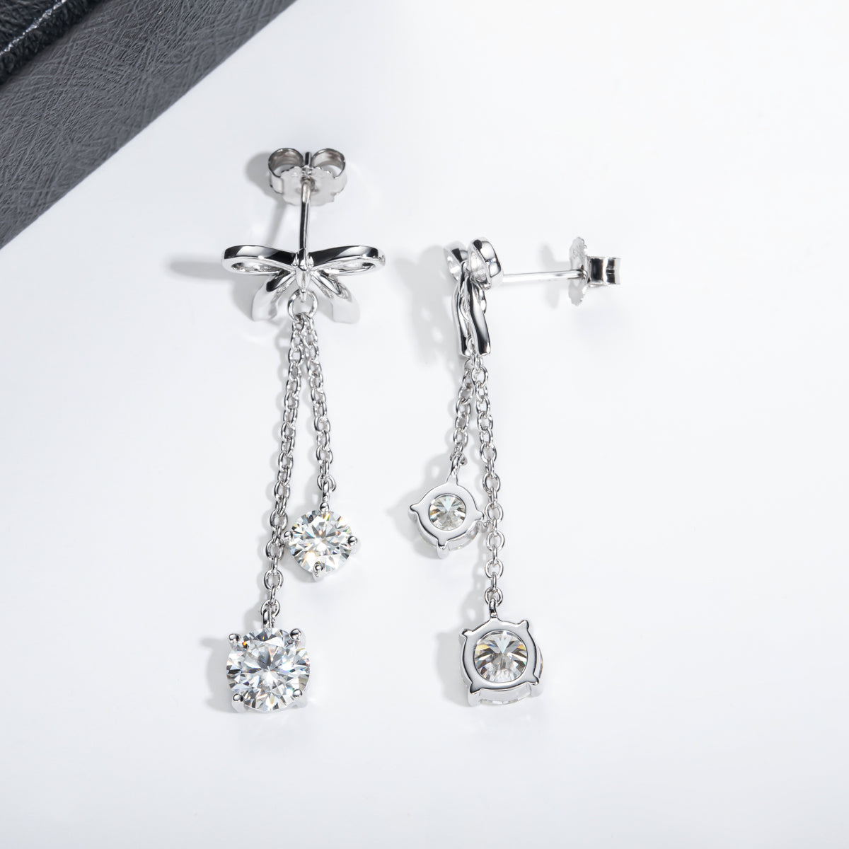 S925 Sterling Silver Classic Bow Moissanite Earrings