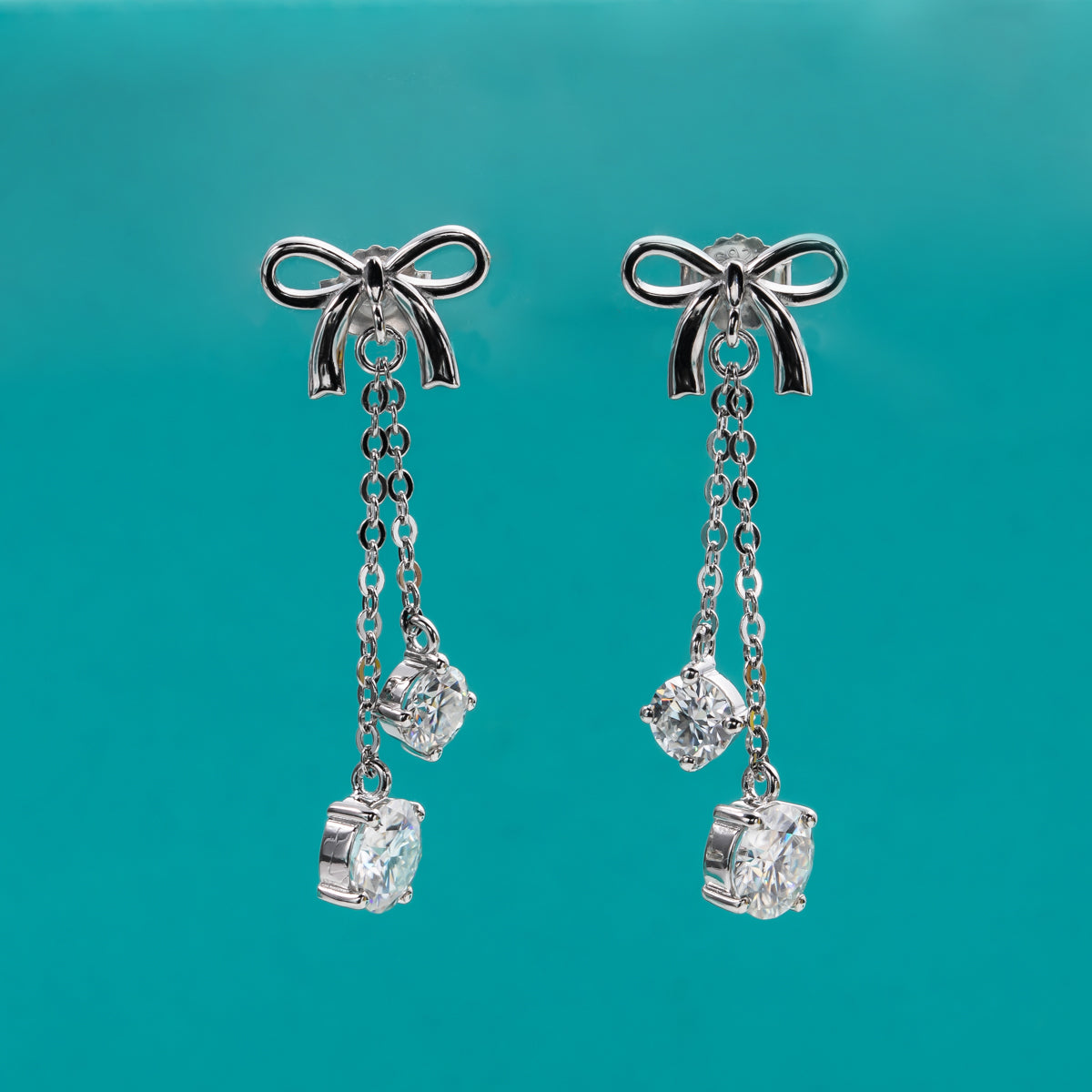 S925 Sterling Silver Classic Bow Moissanite Earrings