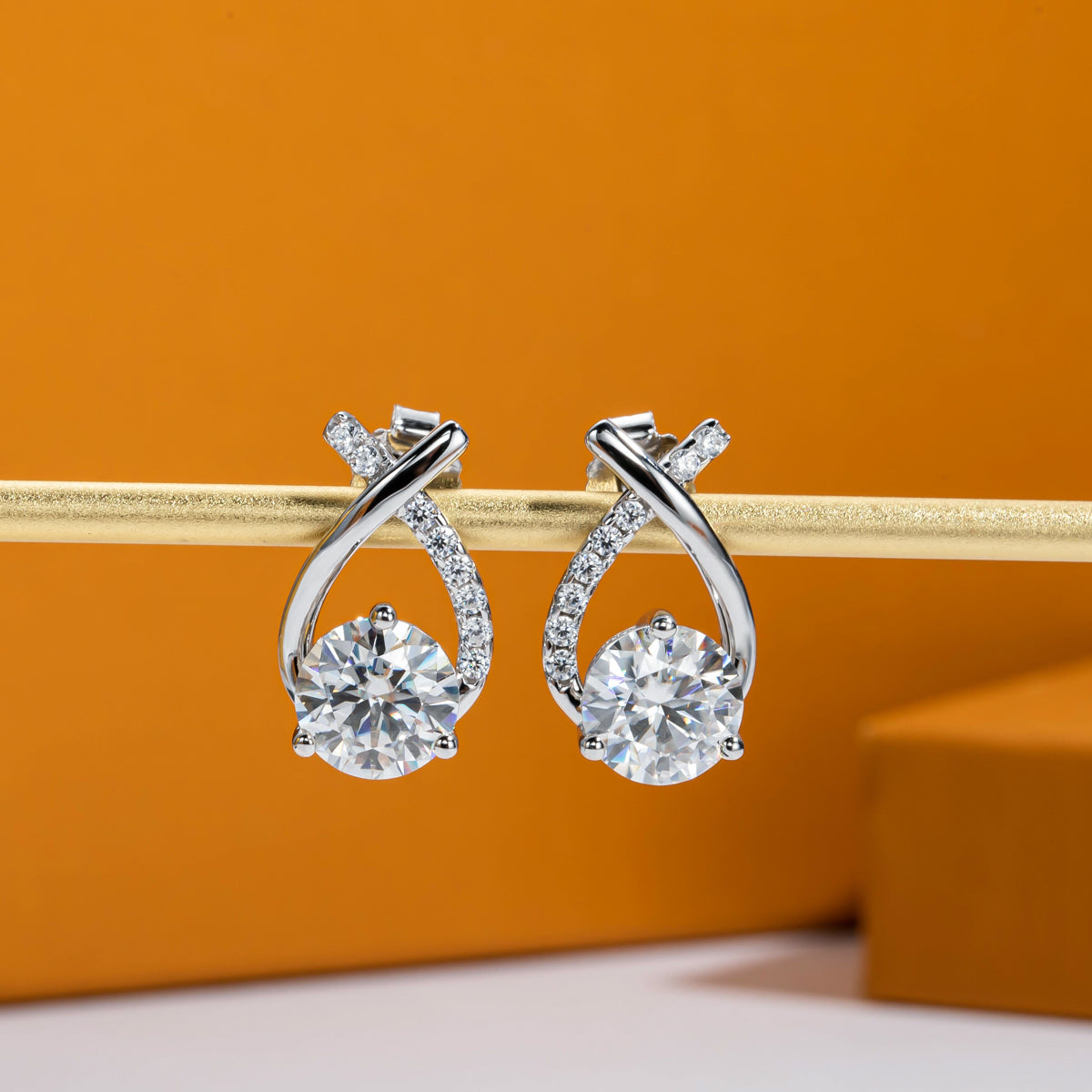 2CT Moissanite Stud Earrings, S925 Sterling Silver
