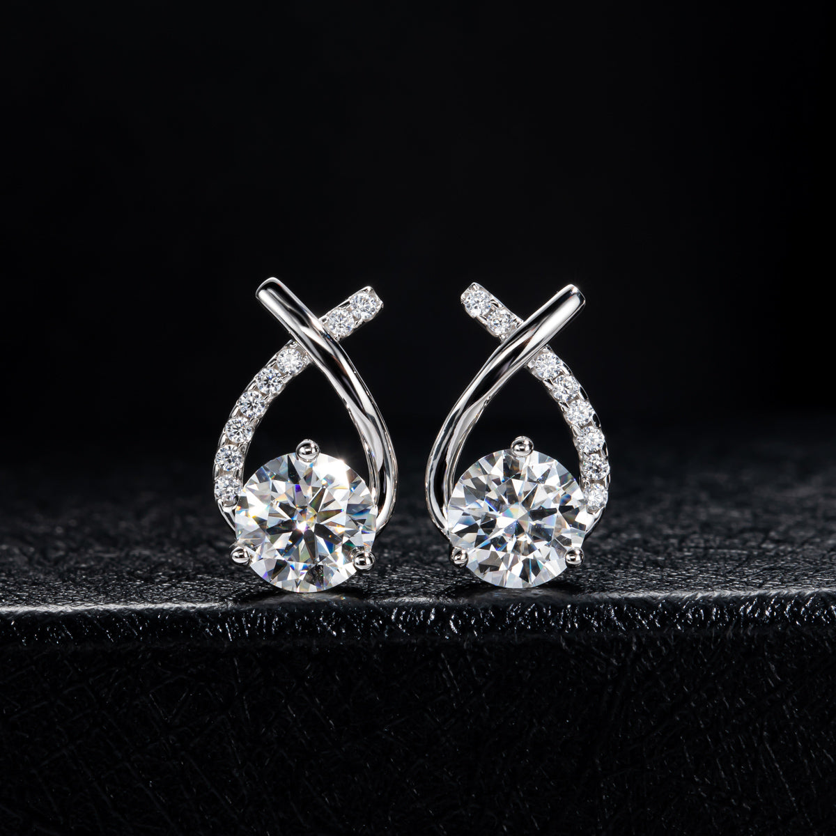 2CT Moissanite Stud Earrings, S925 Sterling Silver