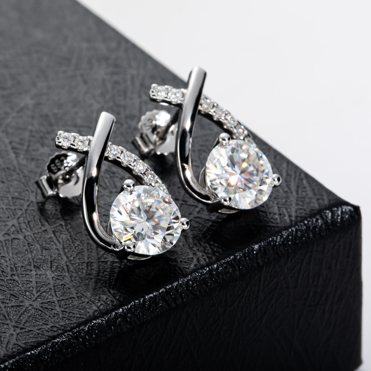 2CT Moissanite Stud Earrings, S925 Sterling Silver