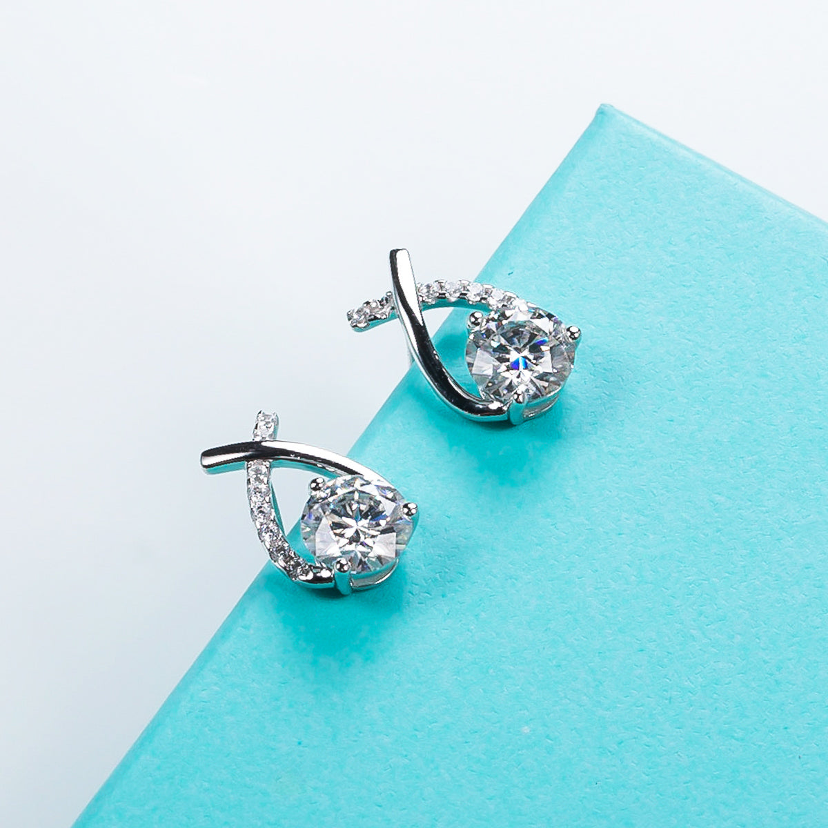 2CT Moissanite Stud Earrings, S925 Sterling Silver