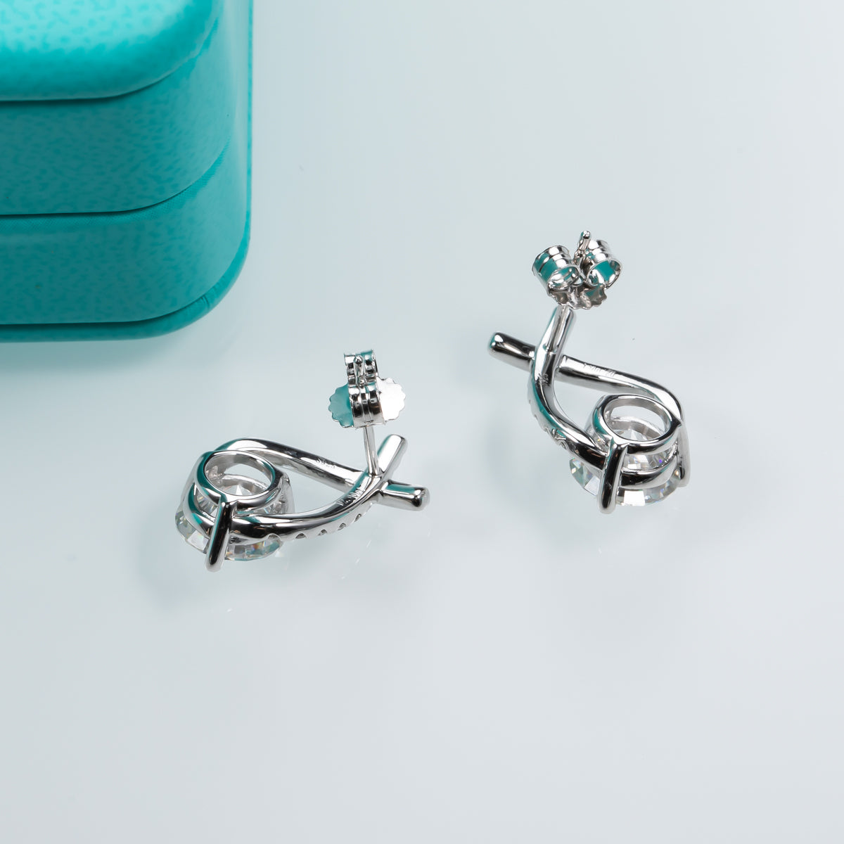 2CT Moissanite Stud Earrings, S925 Sterling Silver