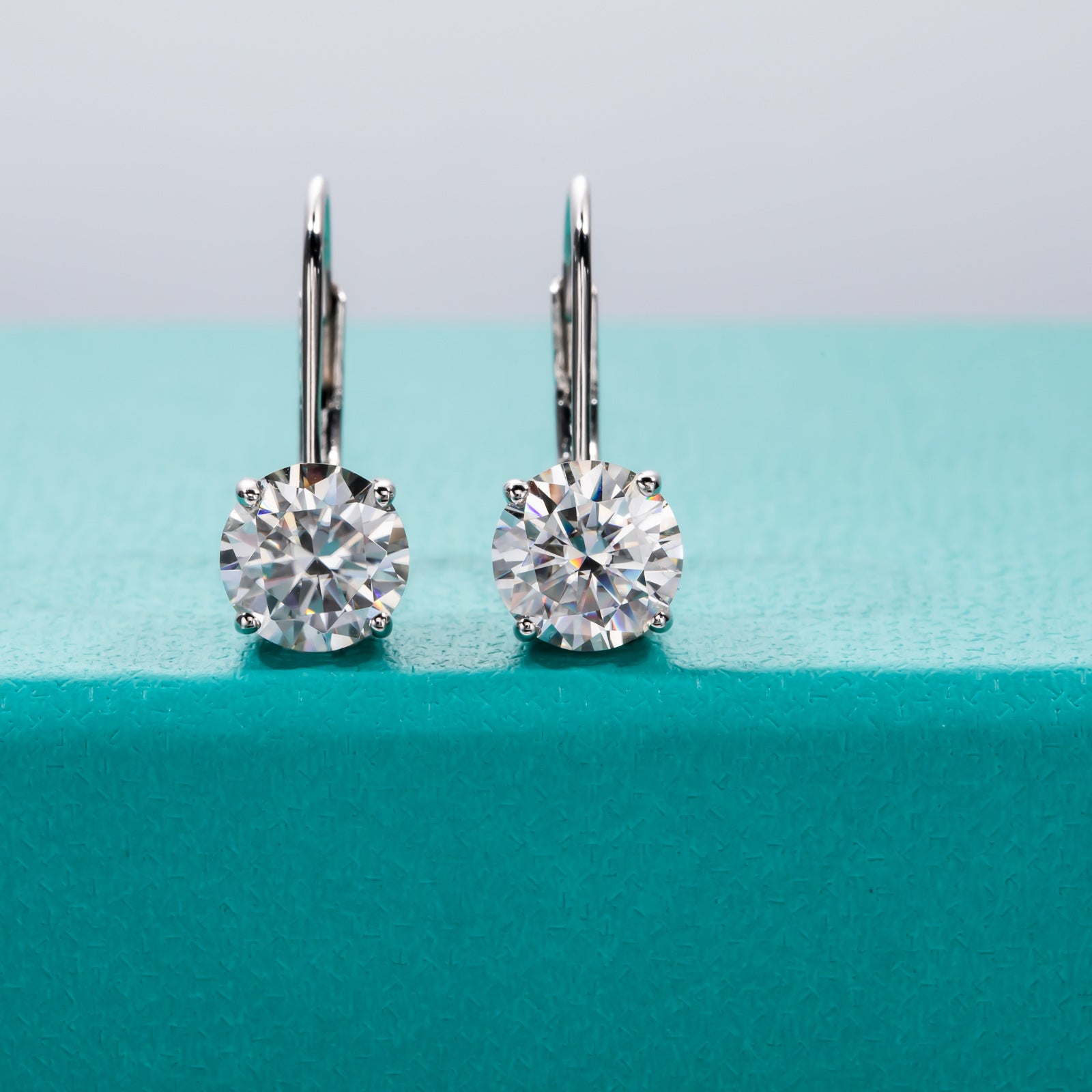 AnuClub 6.5mm Moissanite Drop Earrings,Total 2ct D Color Round Cut Sterling Silver Dangle Earrings for Women With Certificate