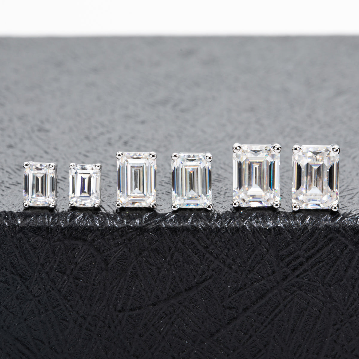 10K Gold Ear Pin Emerald Cut Stud Earrings Luxury Color Stone Earrings