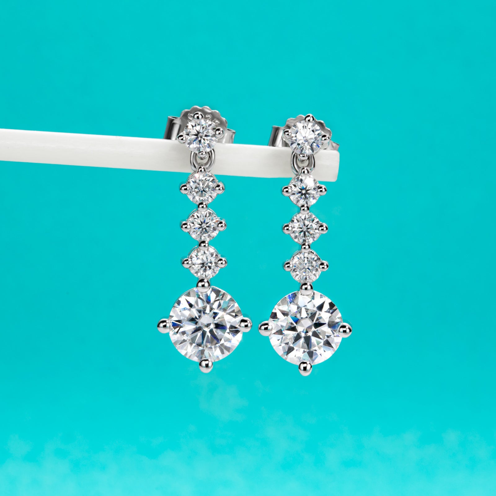 AnuClub 6.5mm Moissanite Drop Earrings,Total 2.68ct D Color Round Cut Sterling Silver Dangle Earrings for Women With Certificate