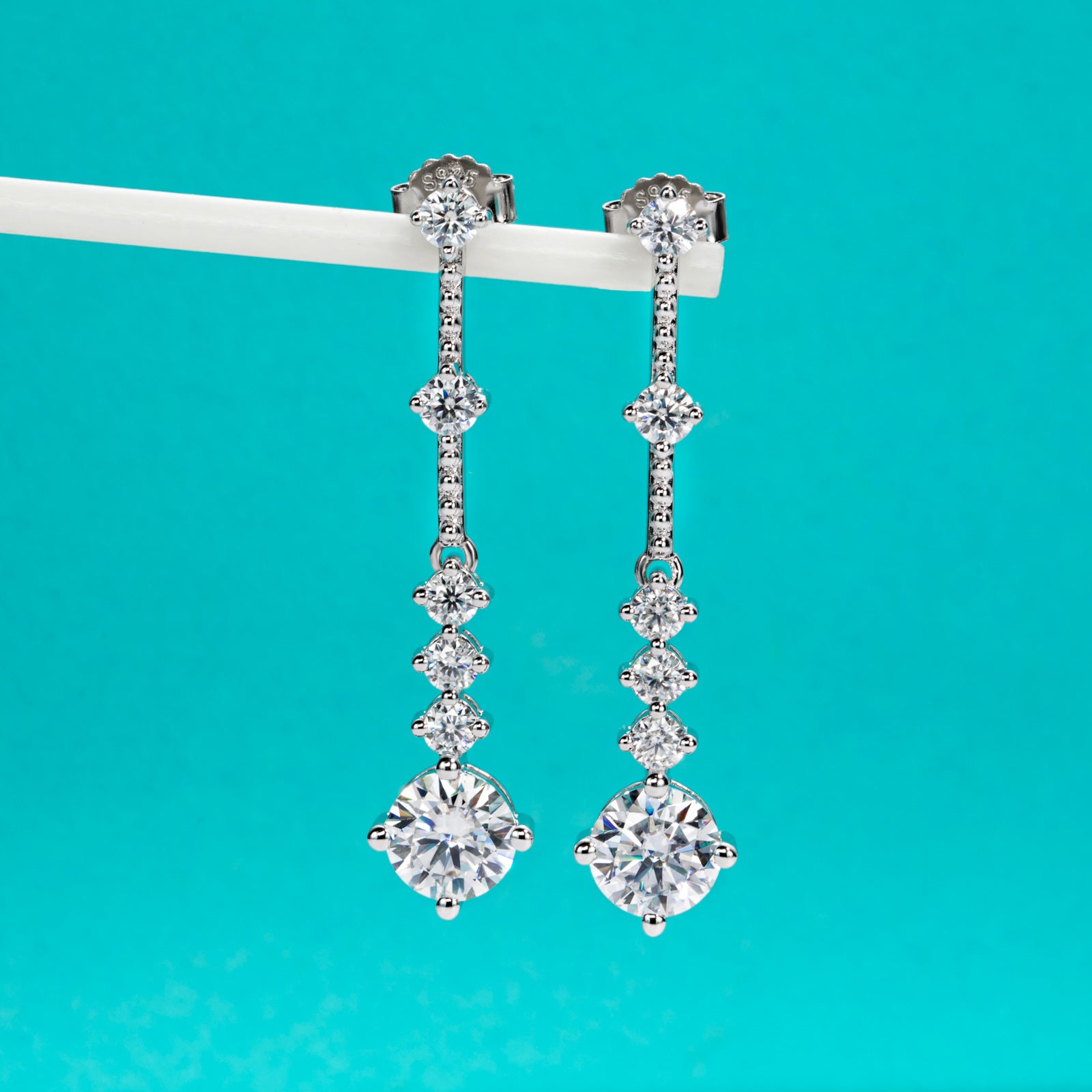 AnuClub 6.5mm Moissanite Drop Earrings,Total 2.88 Carat D Color Round Cut Sterling Silver Dangle Earrings for Women With Certificate