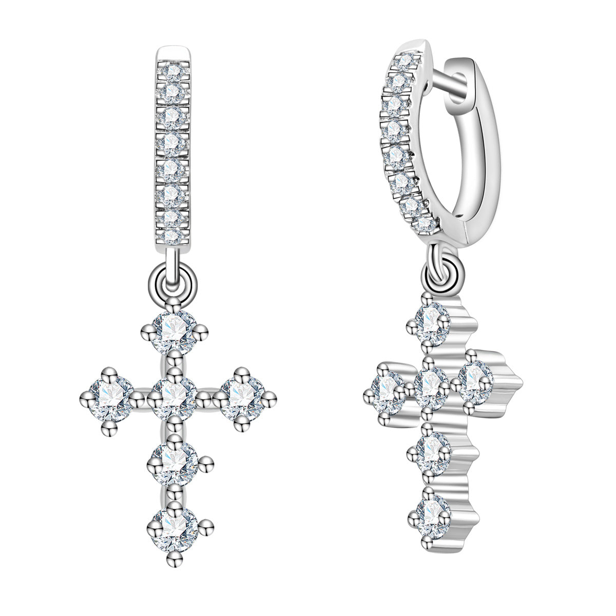 S925 Silver Cross Moissanite Drop Earrings