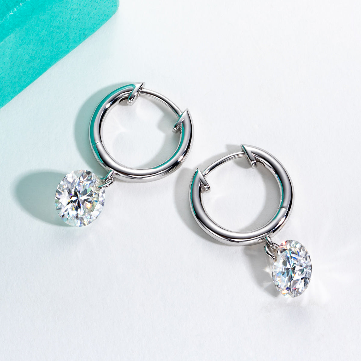 Round Moissanite Stud Earrings, S925 Sterling Silver
