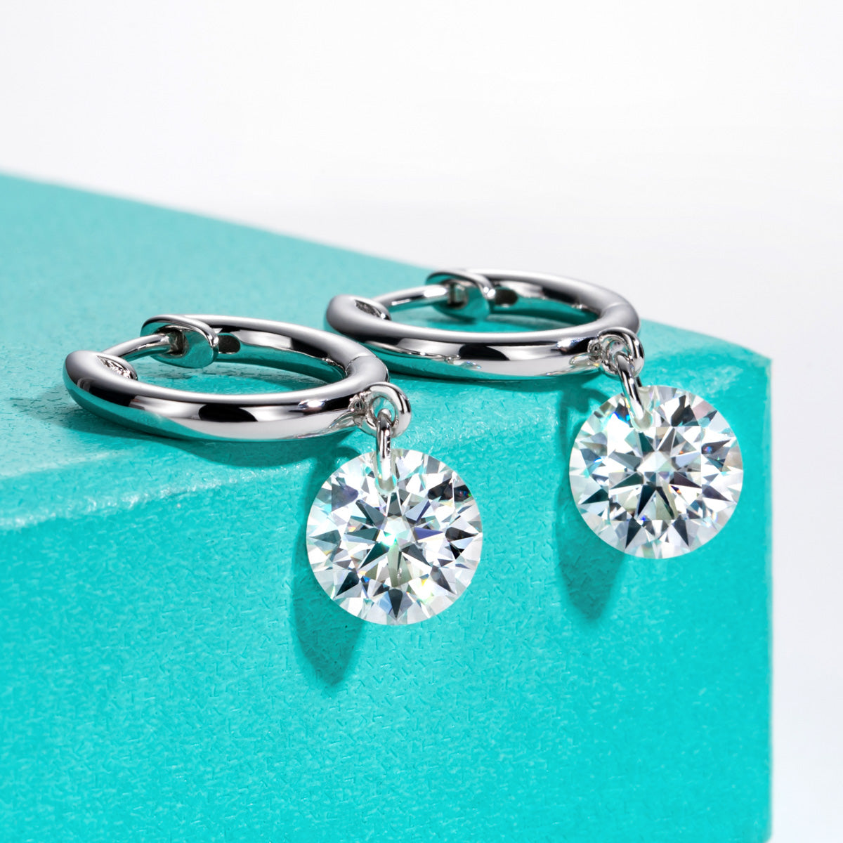 Round Moissanite Stud Earrings, S925 Sterling Silver