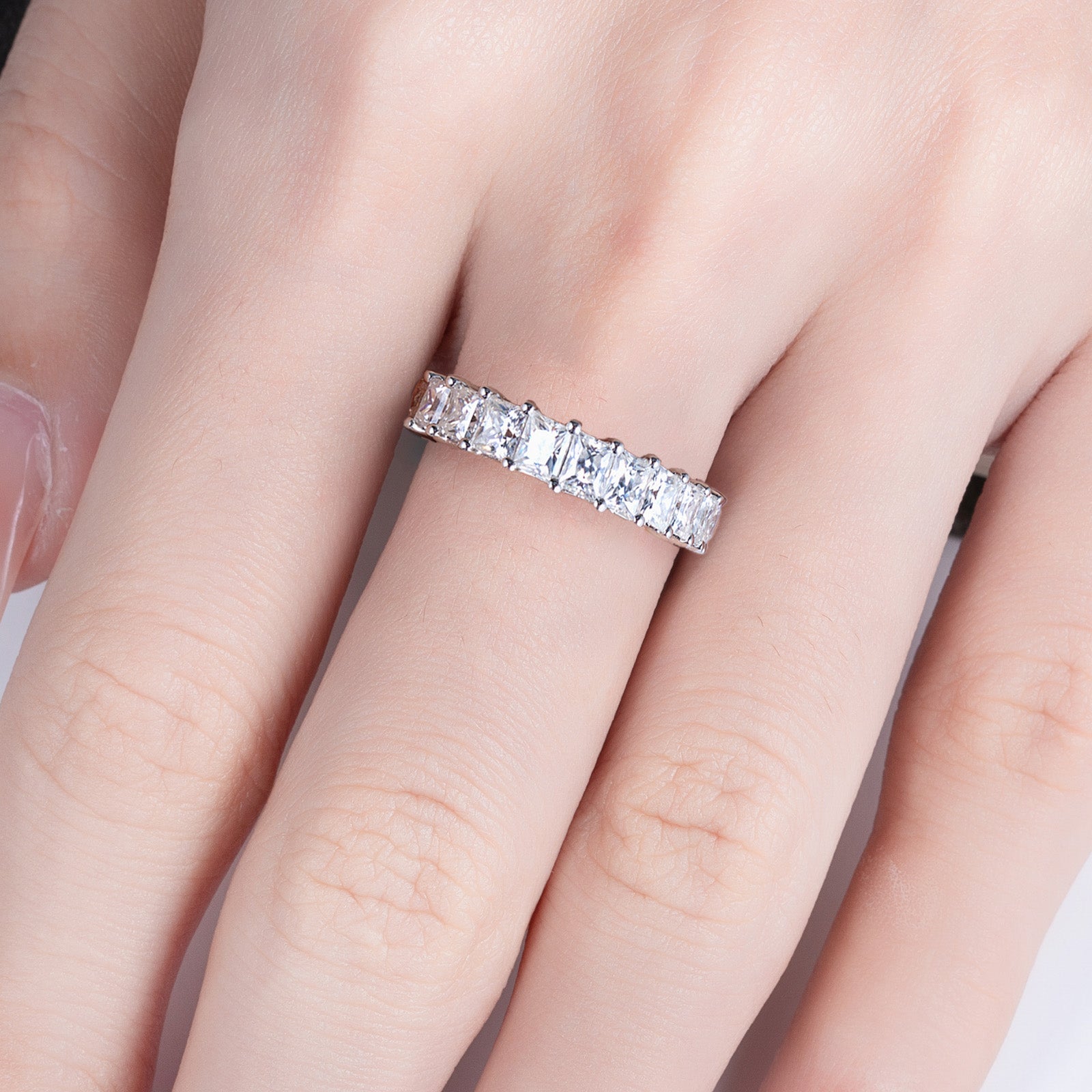 Princess Cut Moissanite Wedding Band (5 cttw)