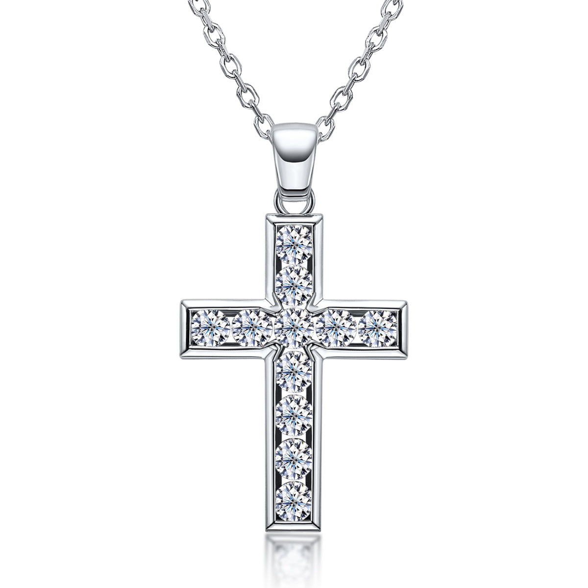 3.5mm Moissanite Cross Pendant Necklace