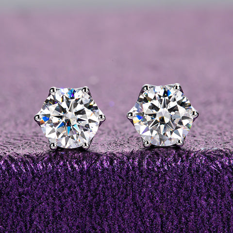 14K Round Brilliant Moissanite Diamond Stud Earrings (2 ct. tw)