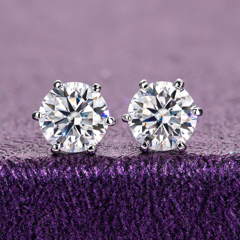 14K Round Brilliant Moissanite Diamond Stud Earrings (2 ct. tw)