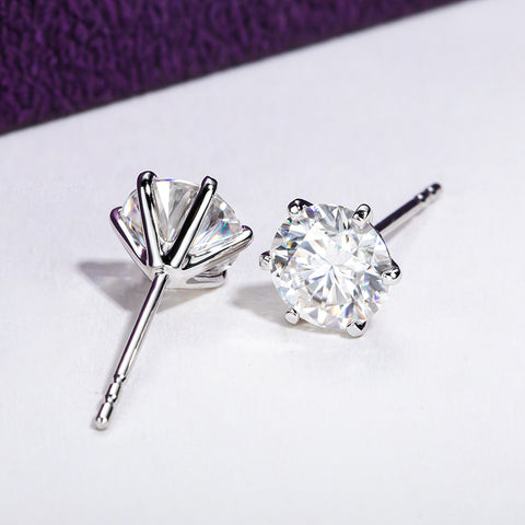 14K Round Brilliant Moissanite Diamond Stud Earrings (2 ct. tw)