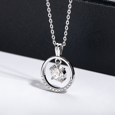 Round Brilliant Cut Moissanite Diamond Pendants Necklace (1 ct)