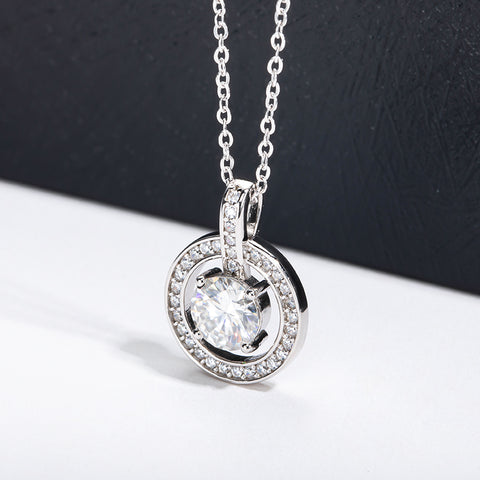 Round Brilliant Cut Moissanite Diamond Pendants Necklace (1 ct)