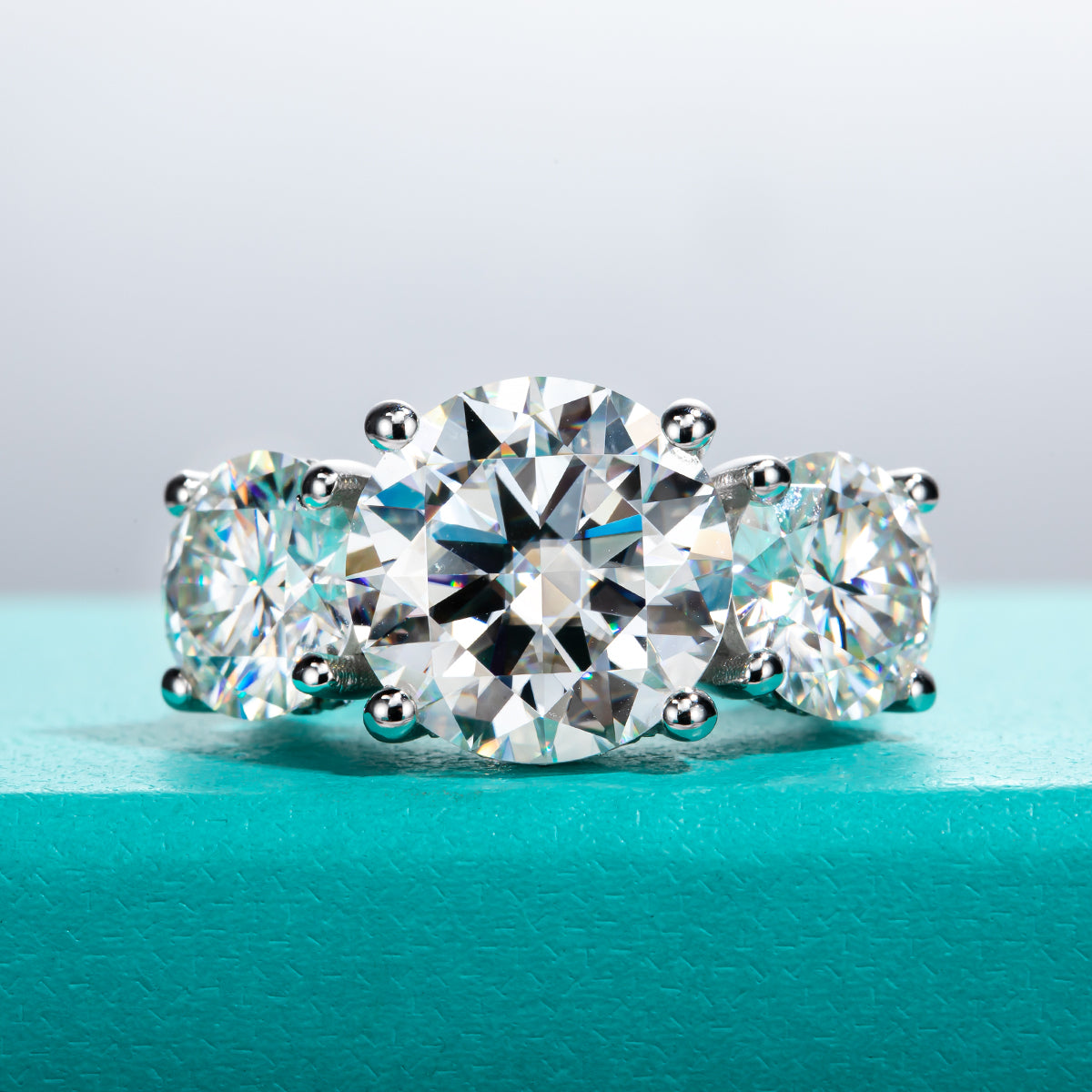 Three-Stone Moissanite Engagement Ring (11 cttw)