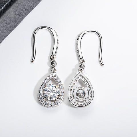 Round Brilliant Moissanite Diamond Dangle Earrings (2 ct. tw)