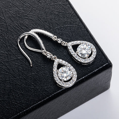 Round Brilliant Moissanite Diamond Dangle Earrings (2 ct. tw)