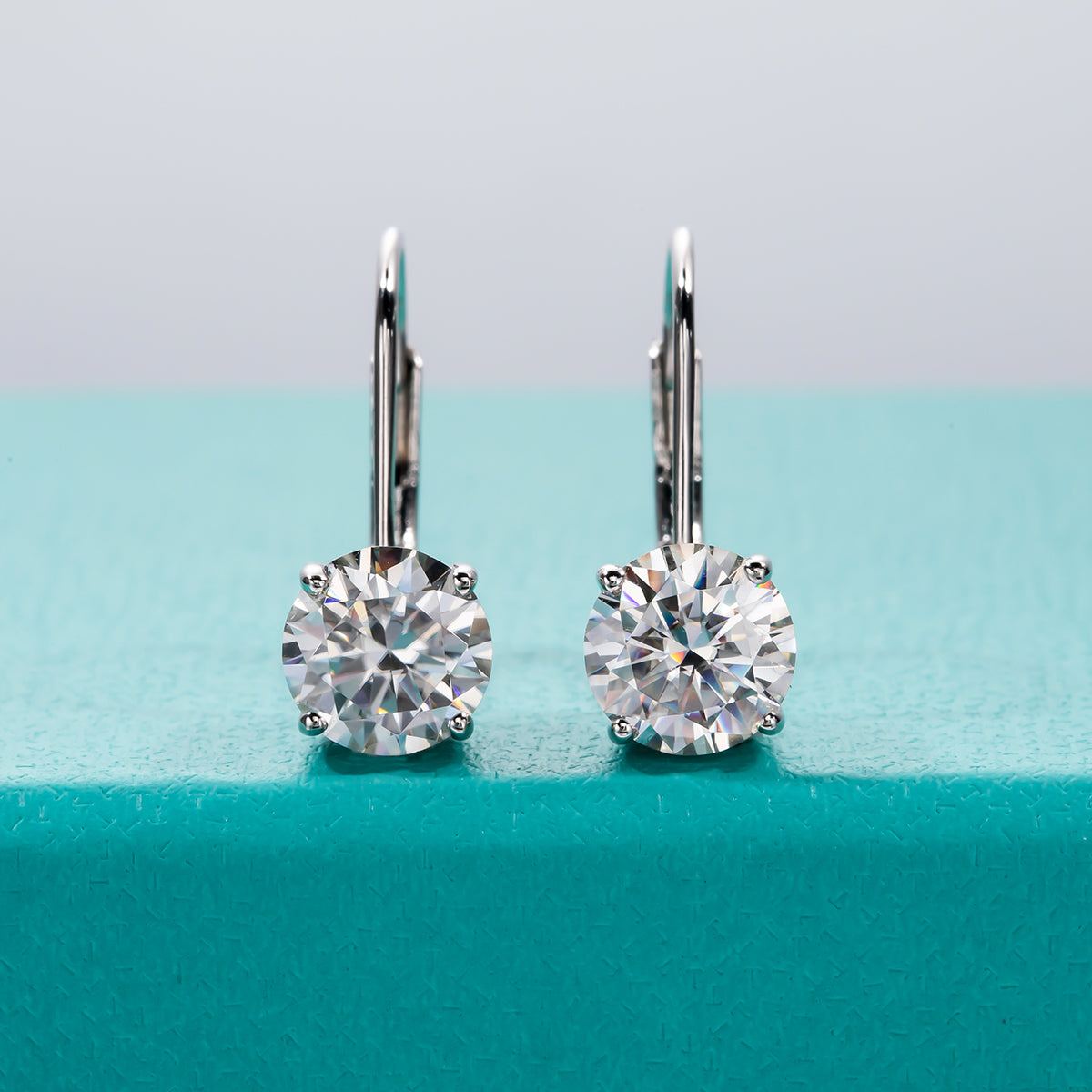 Round Cut Moissanite Diamond Dangle Earrings (2 CTTW)