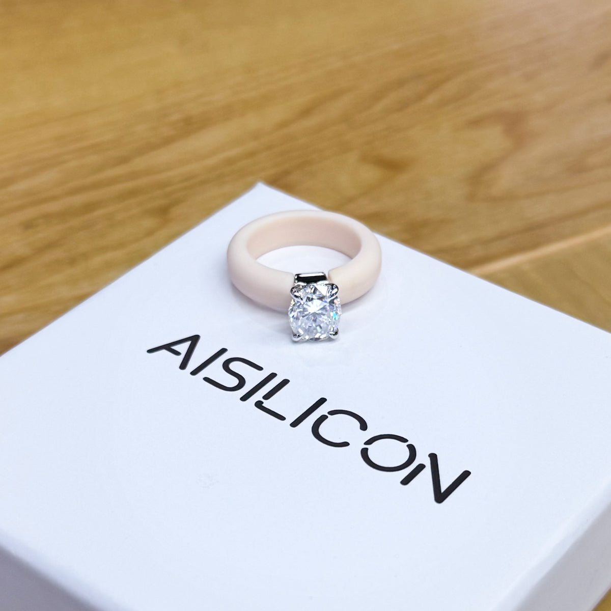 AISILICON Silicone Moissanite 925 Silver Ring