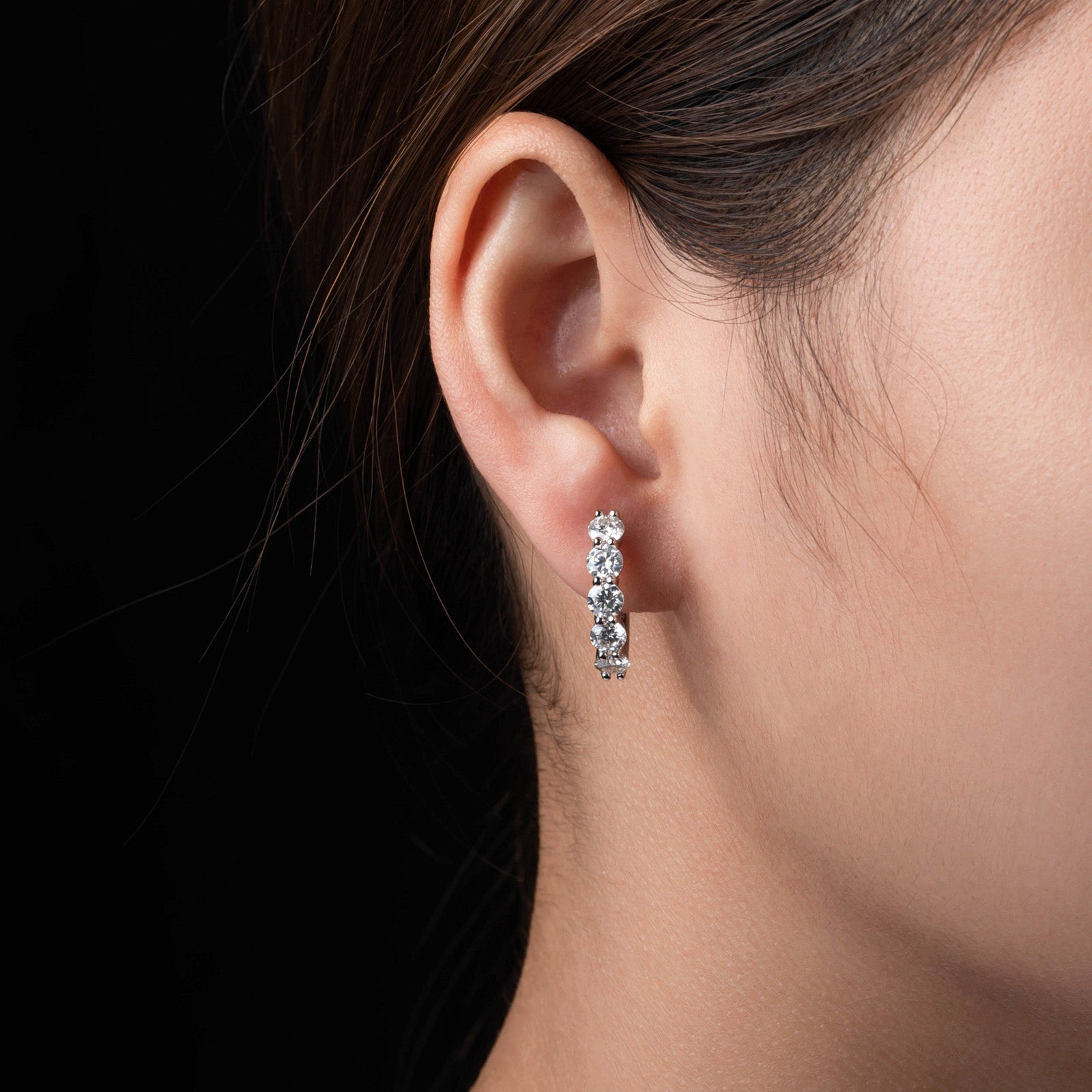5 Stone Moissanite Hoop Earrings (3cttw)