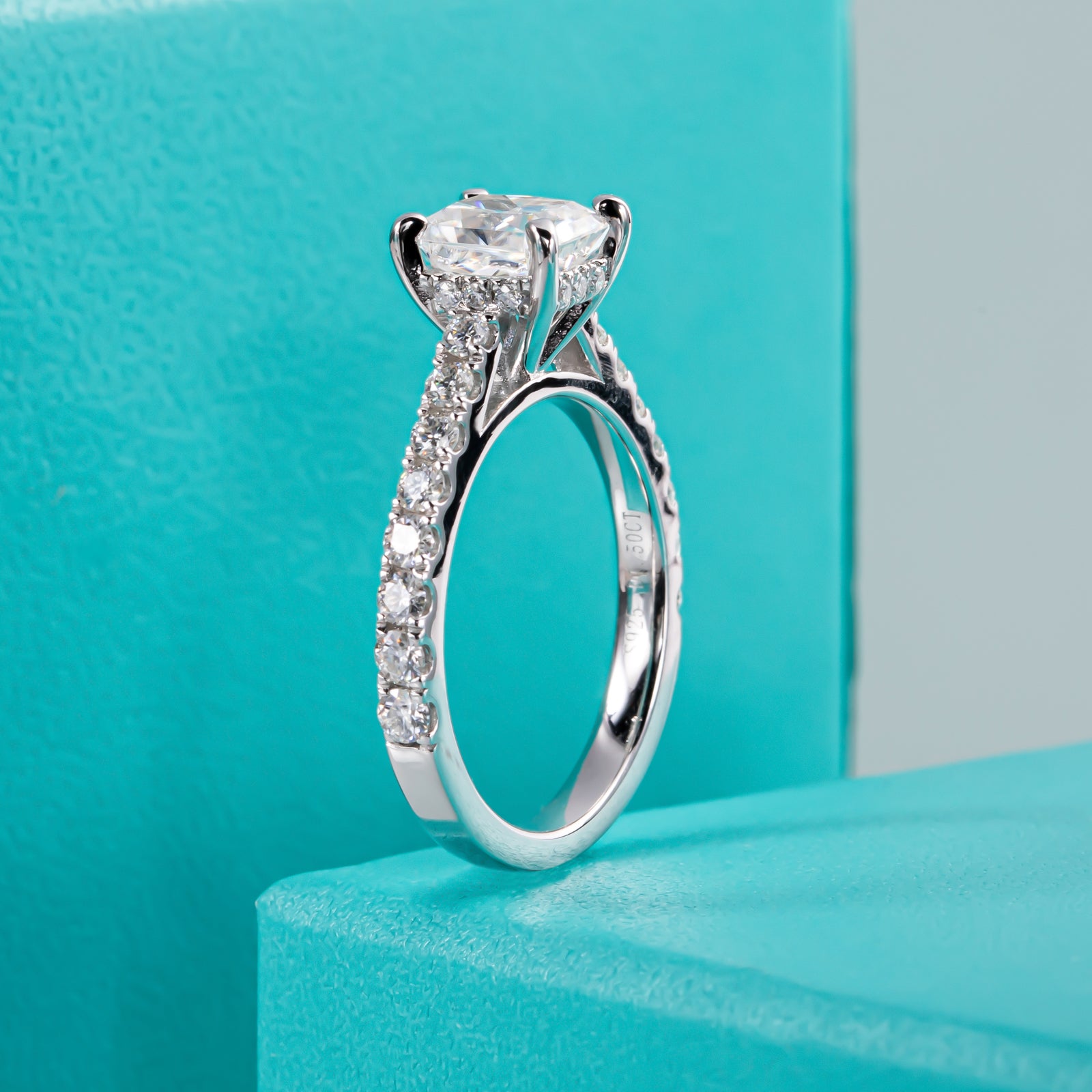 Radiant Cut Pavé Moissanite Engagement Ring (1.5 ct)