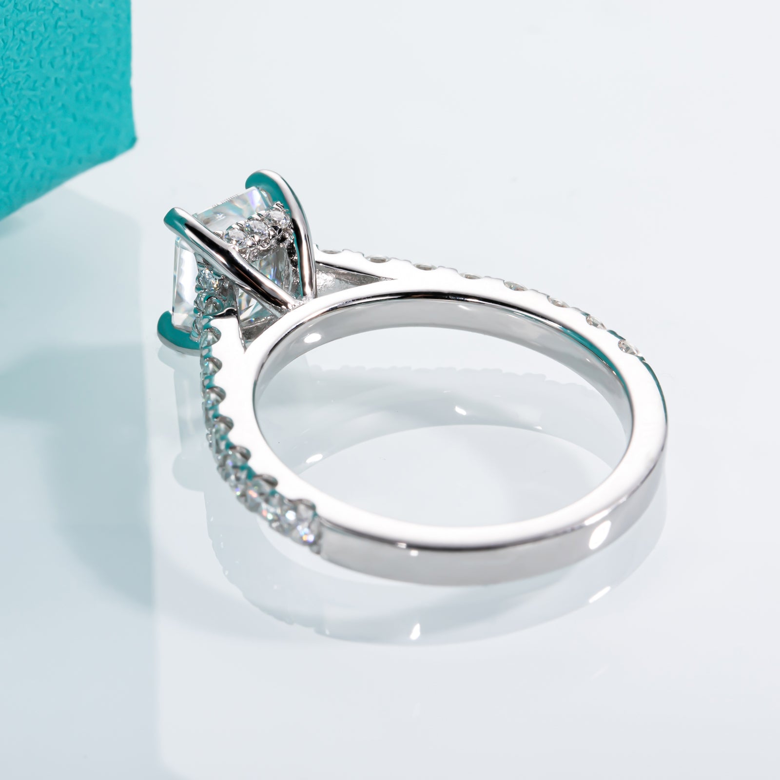 Radiant Cut Pavé Moissanite Engagement Ring (1.5 ct)