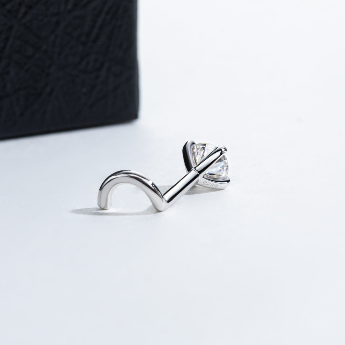 S925 Silver Moissanite Nose Stud, 4.0mm