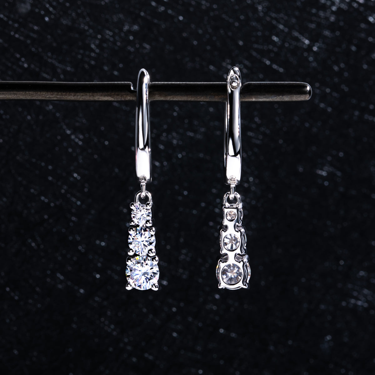 S925 Sterling Silver Three-Stone Moissanite Earrings