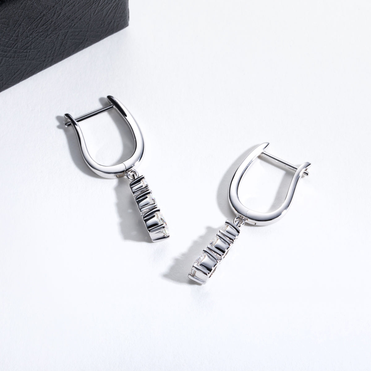 S925 Sterling Silver Three-Stone Moissanite Earrings