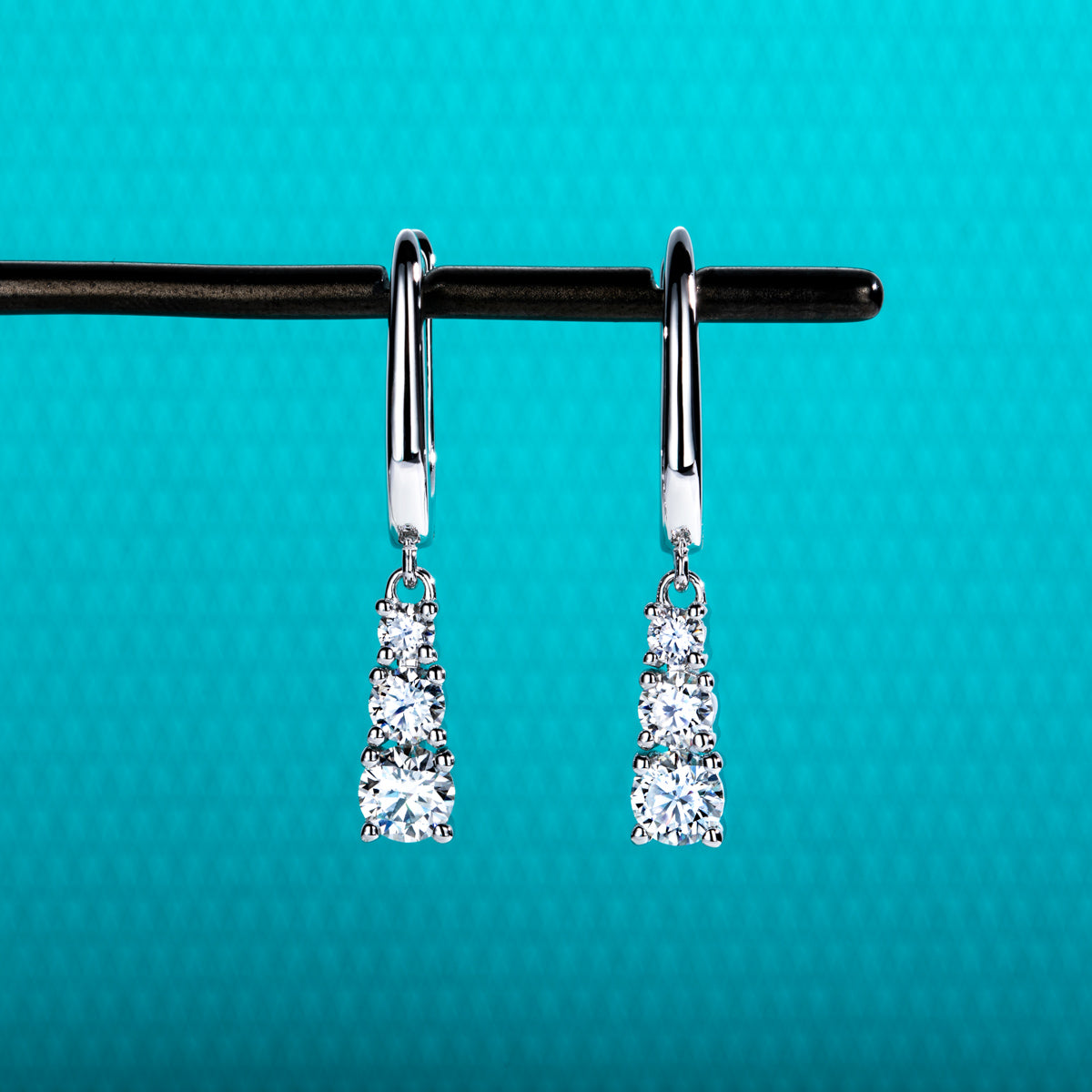 S925 Sterling Silver Three-Stone Moissanite Earrings