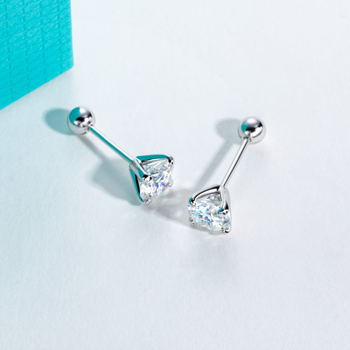 S925 Sterling Silver Round Moissanite 4-Prong Stud Earrings