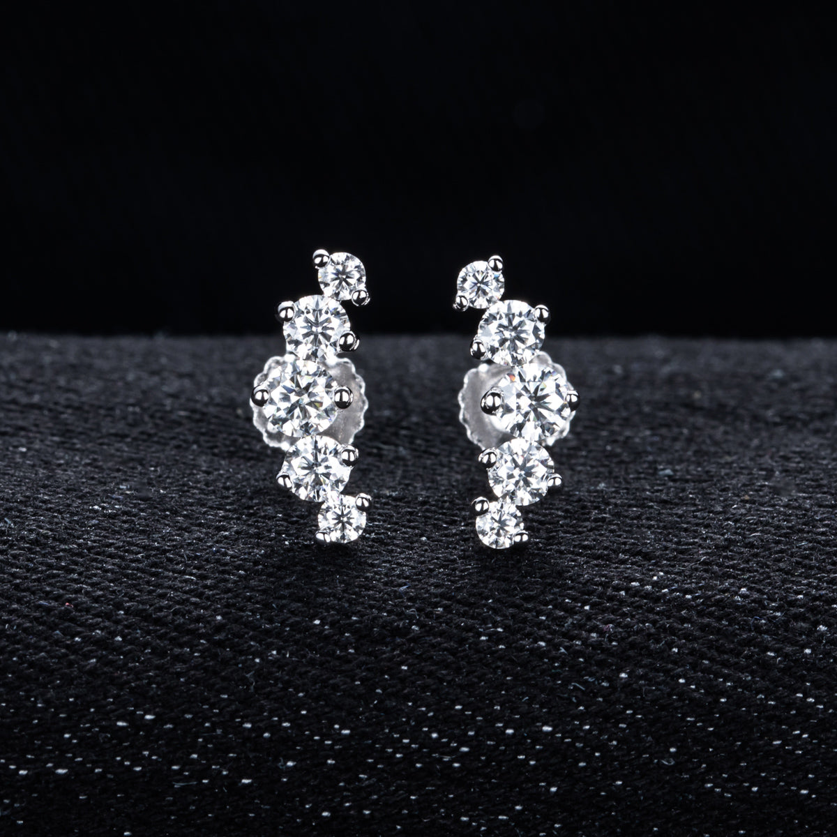 S925 Sterling Silver Five-Stone Moissanite Stud Earrings
