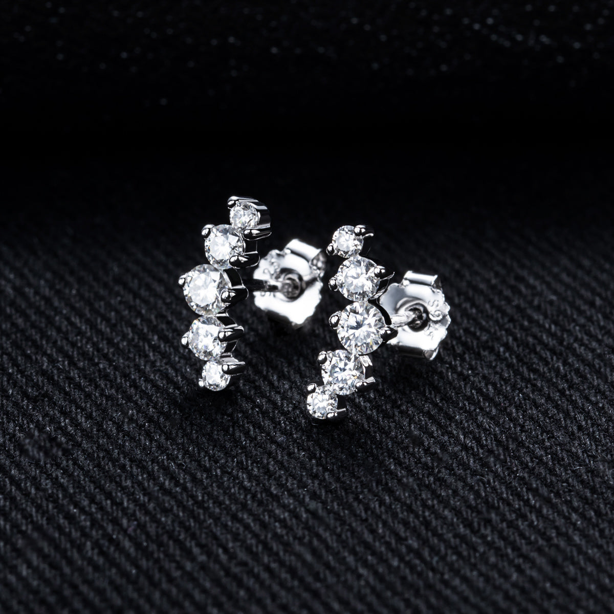 S925 Sterling Silver Five-Stone Moissanite Stud Earrings