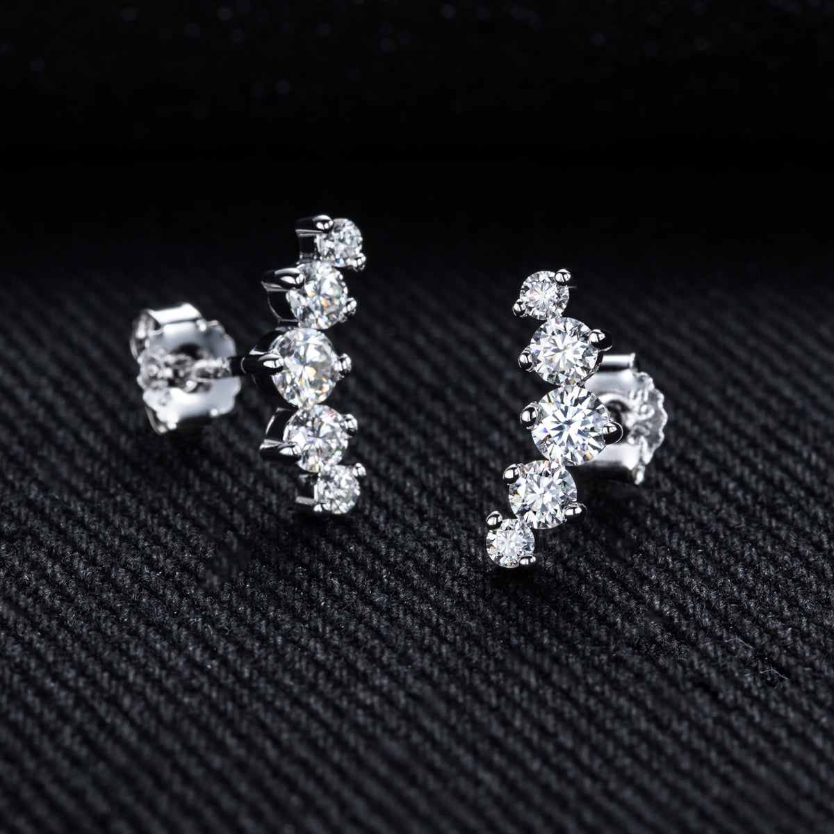 S925 Sterling Silver Five-Stone Moissanite Stud Earrings