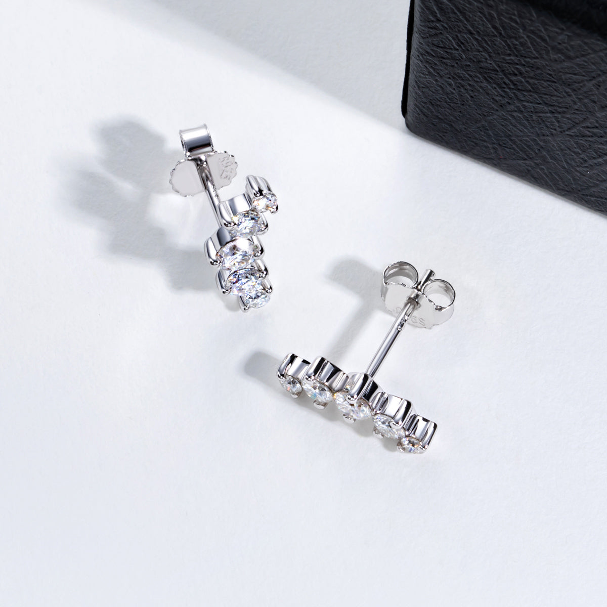 S925 Sterling Silver Five-Stone Moissanite Stud Earrings