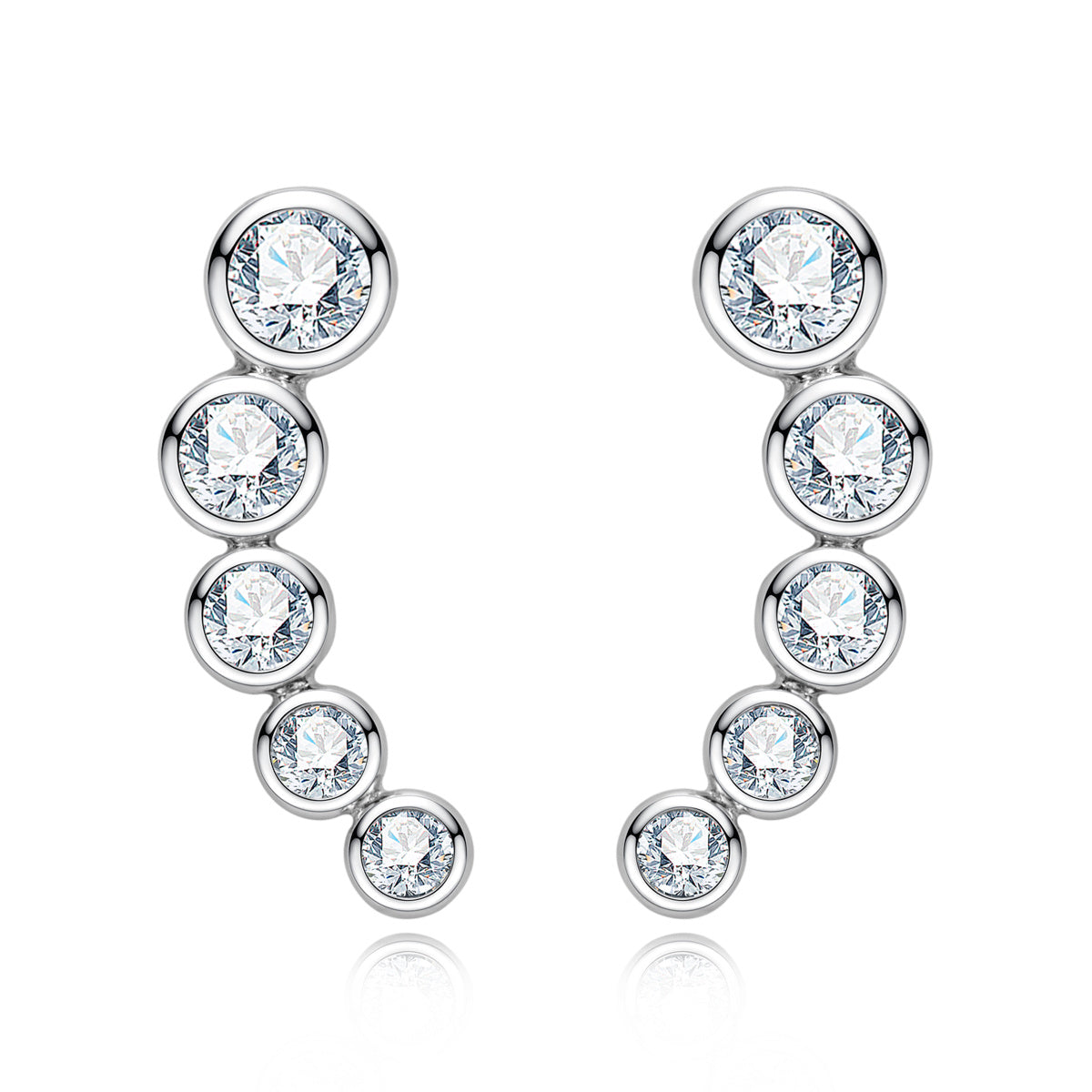 S925 Sterling Silver Five-Stone Bubble Moissanite Stud Earrings