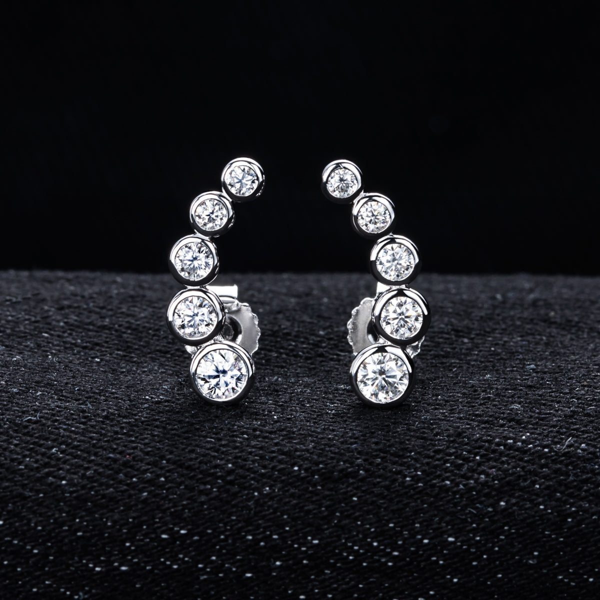 S925 Sterling Silver Five-Stone Bubble Moissanite Stud Earrings