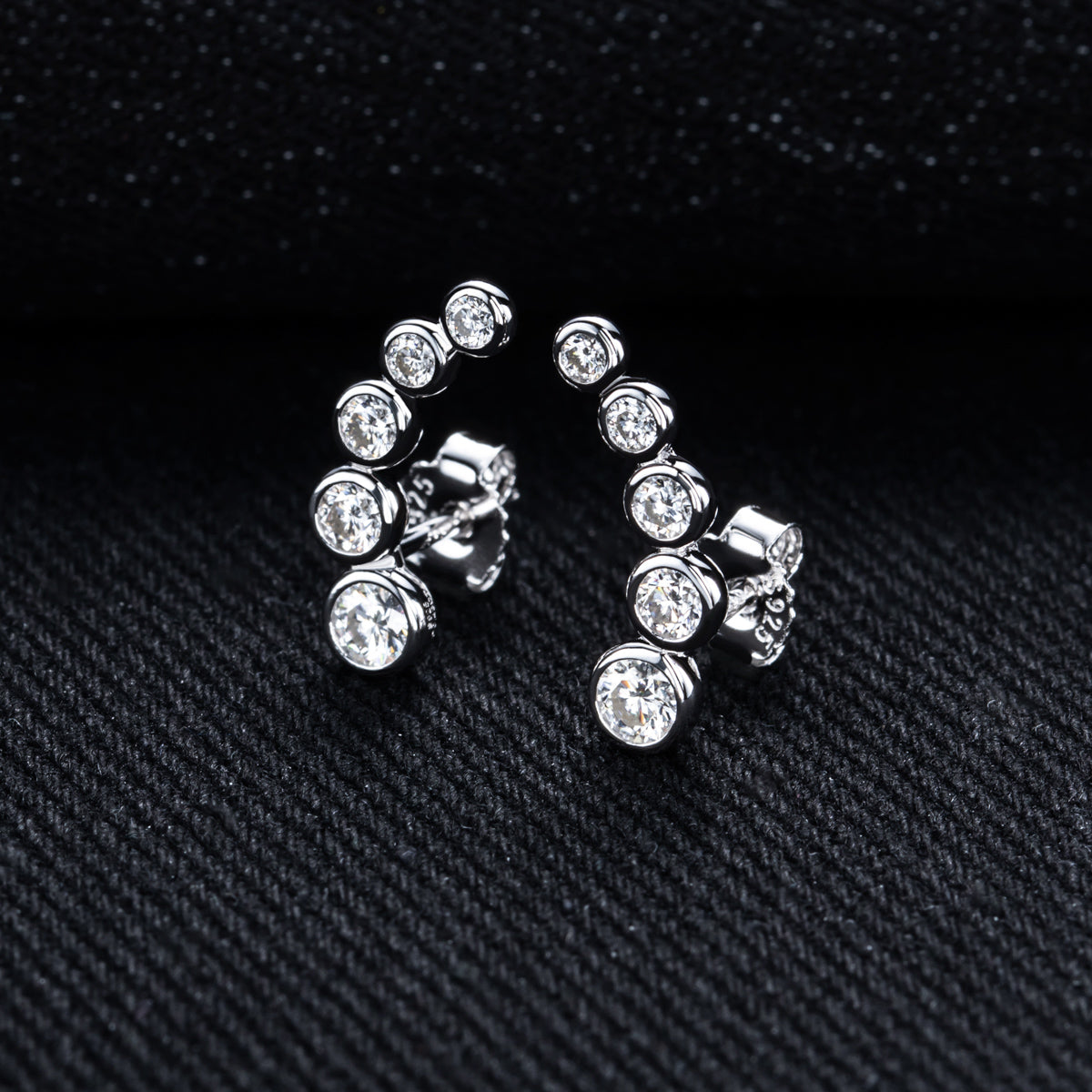S925 Sterling Silver Five-Stone Bubble Moissanite Stud Earrings
