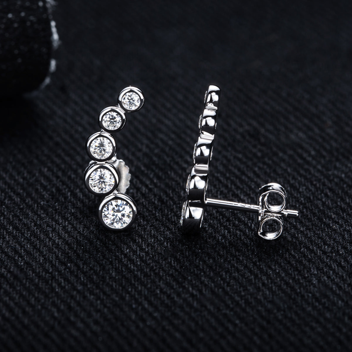 S925 Sterling Silver Five-Stone Bubble Moissanite Stud Earrings
