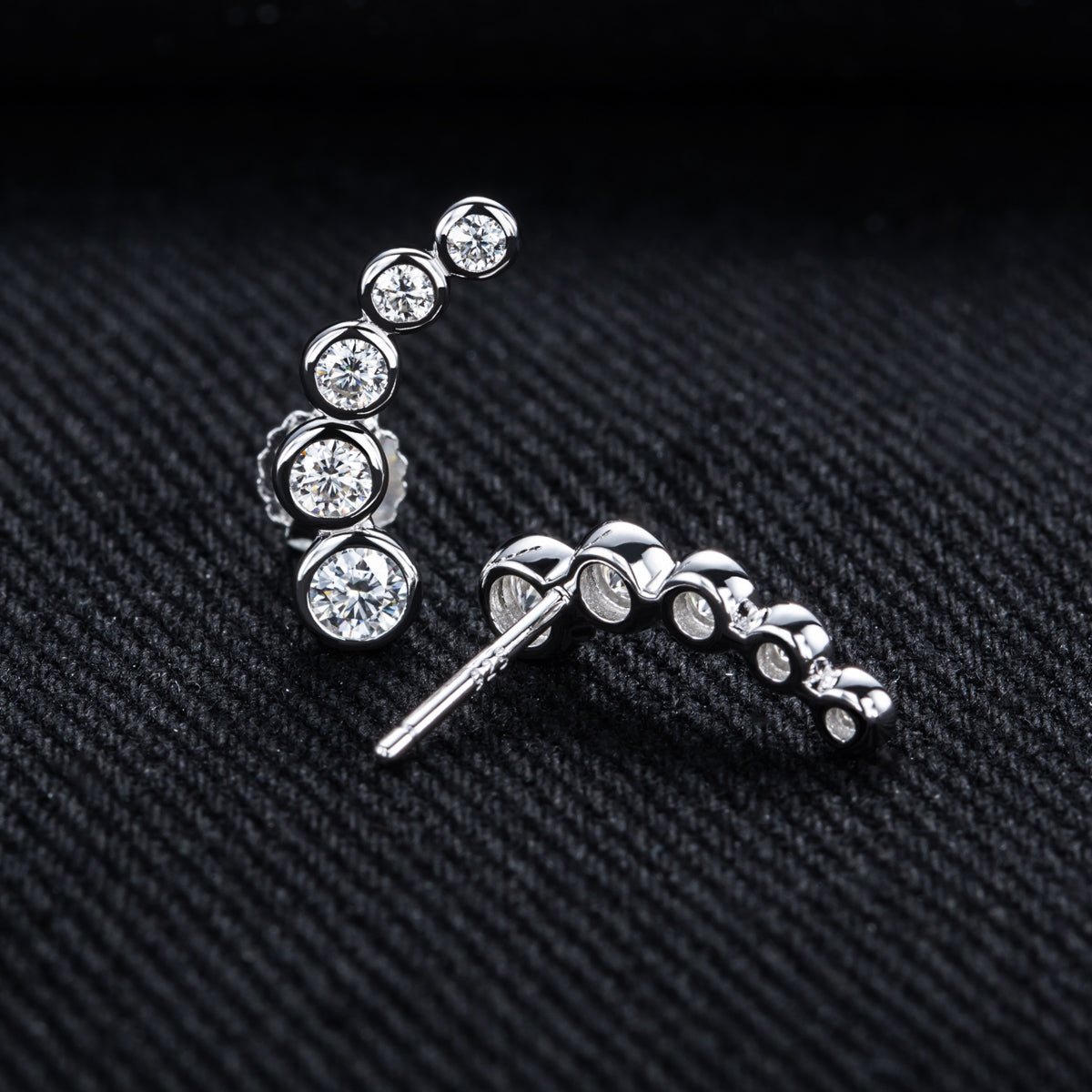 S925 Sterling Silver Five-Stone Bubble Moissanite Stud Earrings