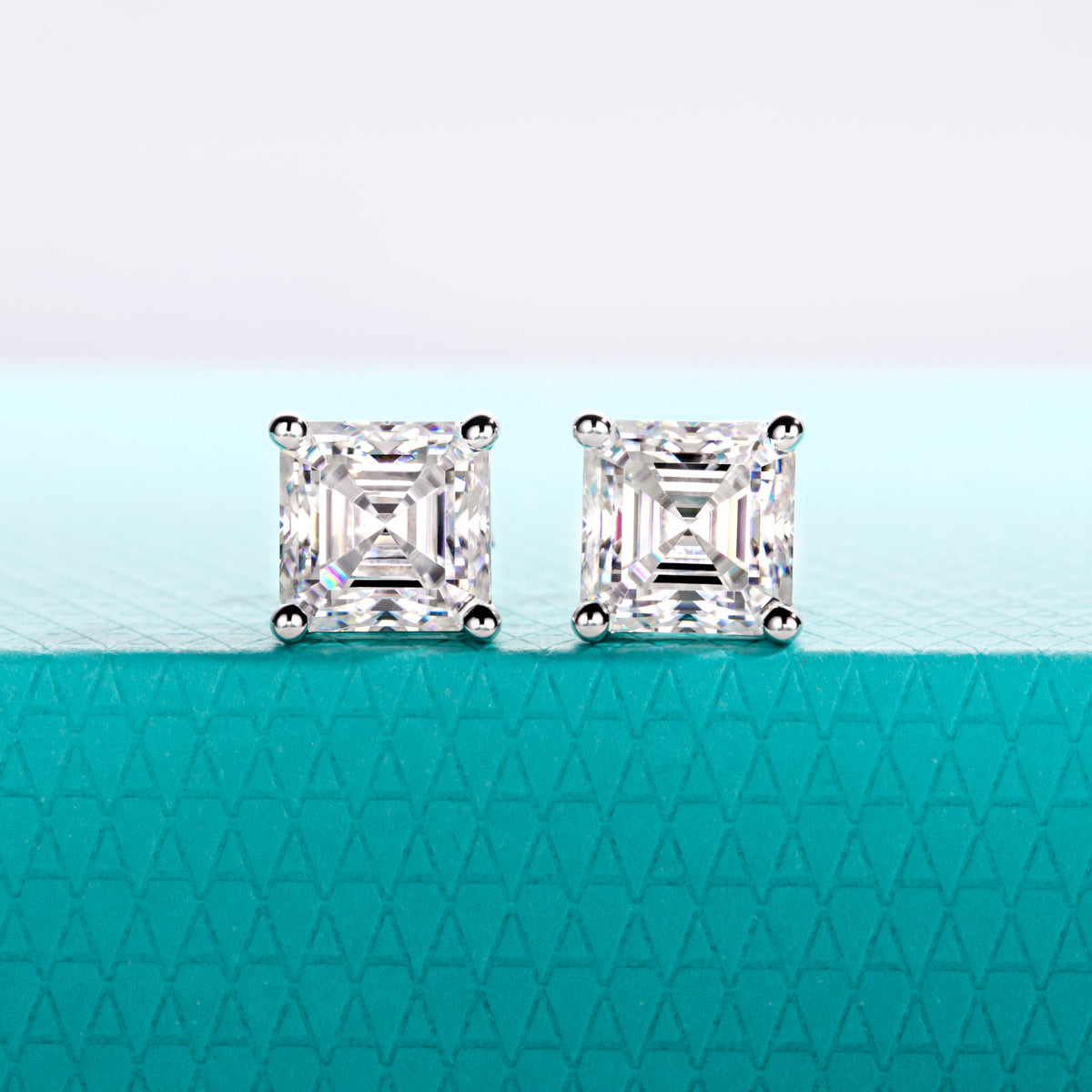 S925 Silver Ascher Cut Moissanite Stud Earrings