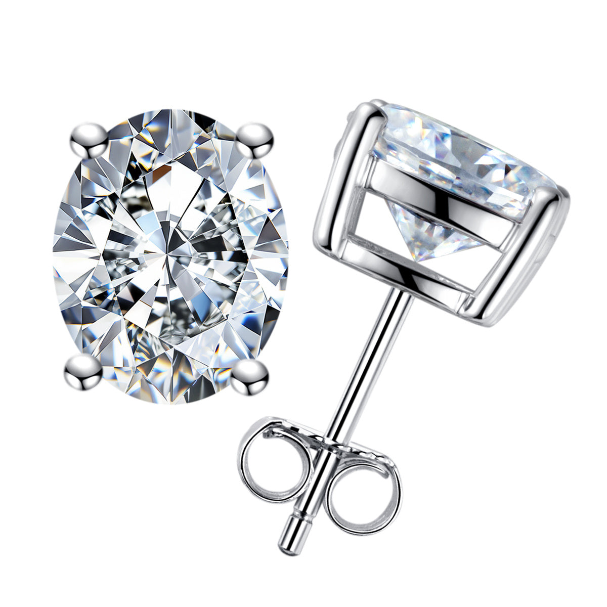 S925‑Silver Oval Moissanite Stud Earrings