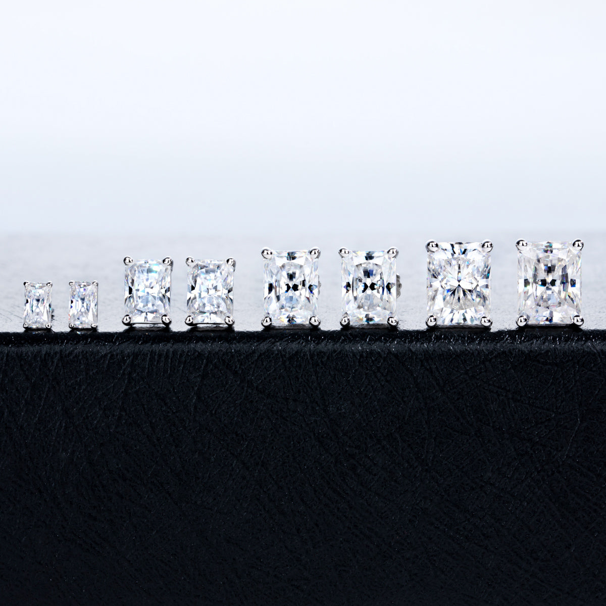 S925‑Silver Radiant‑Cut Moissanite Stud Earrings