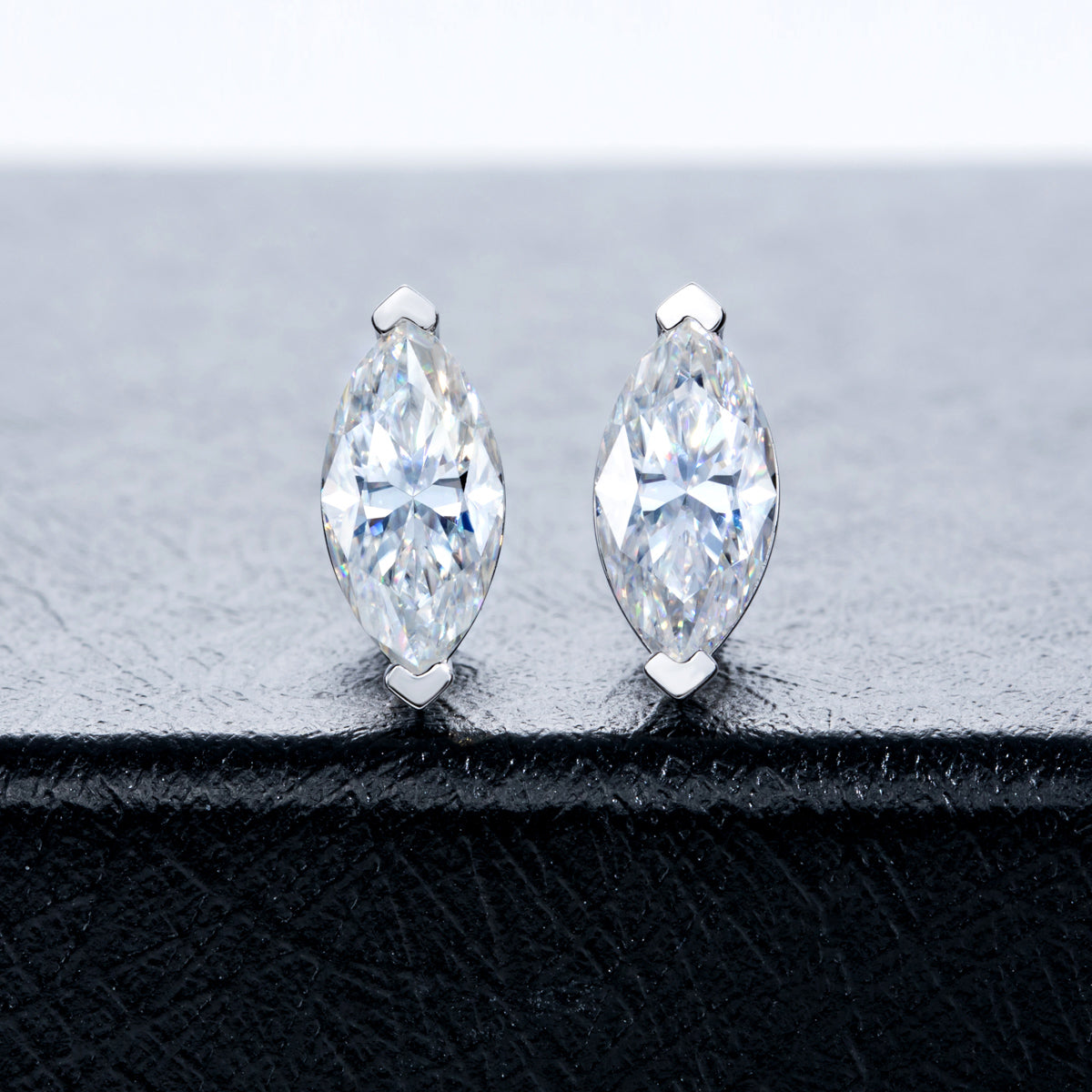 S925‑Silver Marquise‑Cut Moissanite Stud Earrings