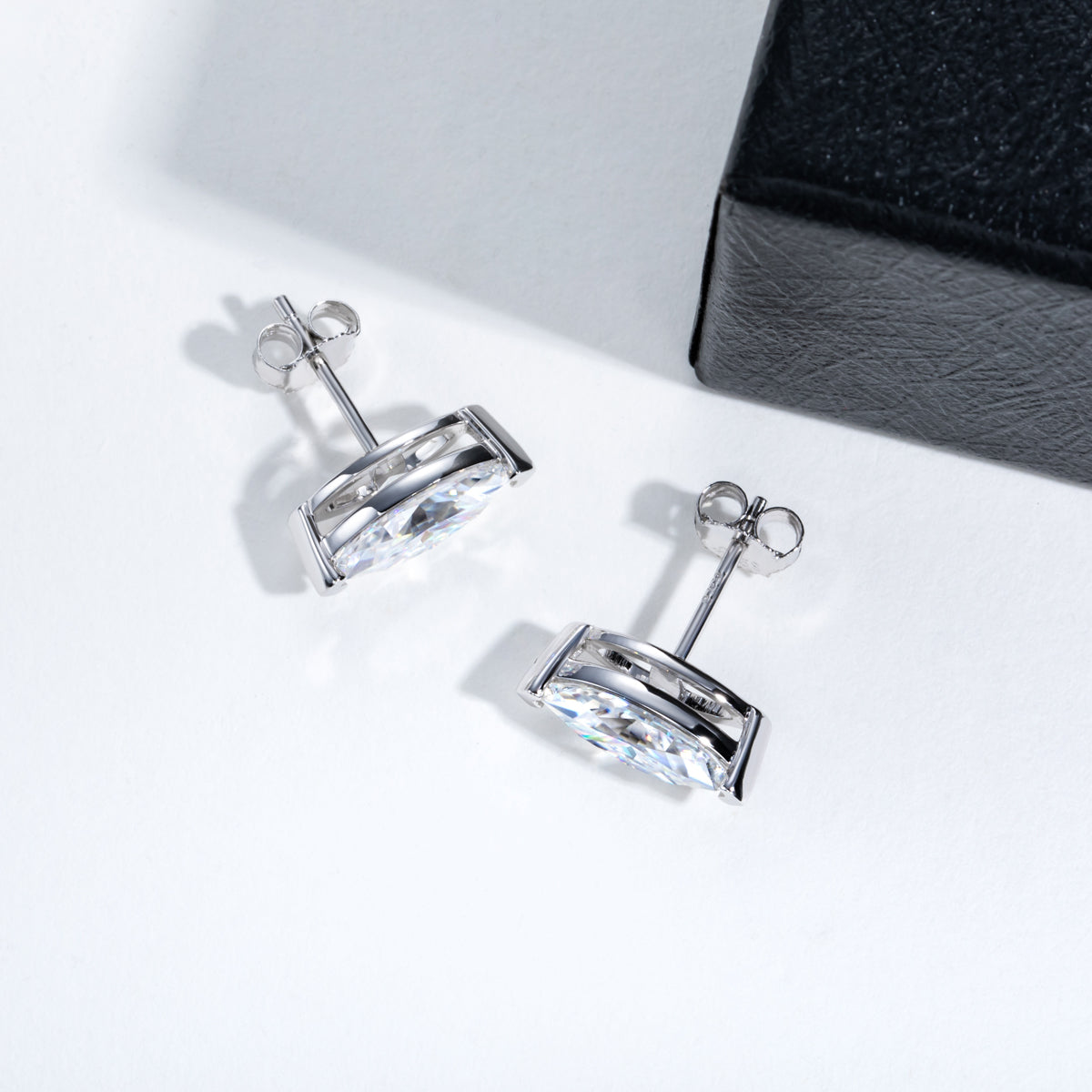 S925‑Silver Marquise‑Cut Moissanite Stud Earrings