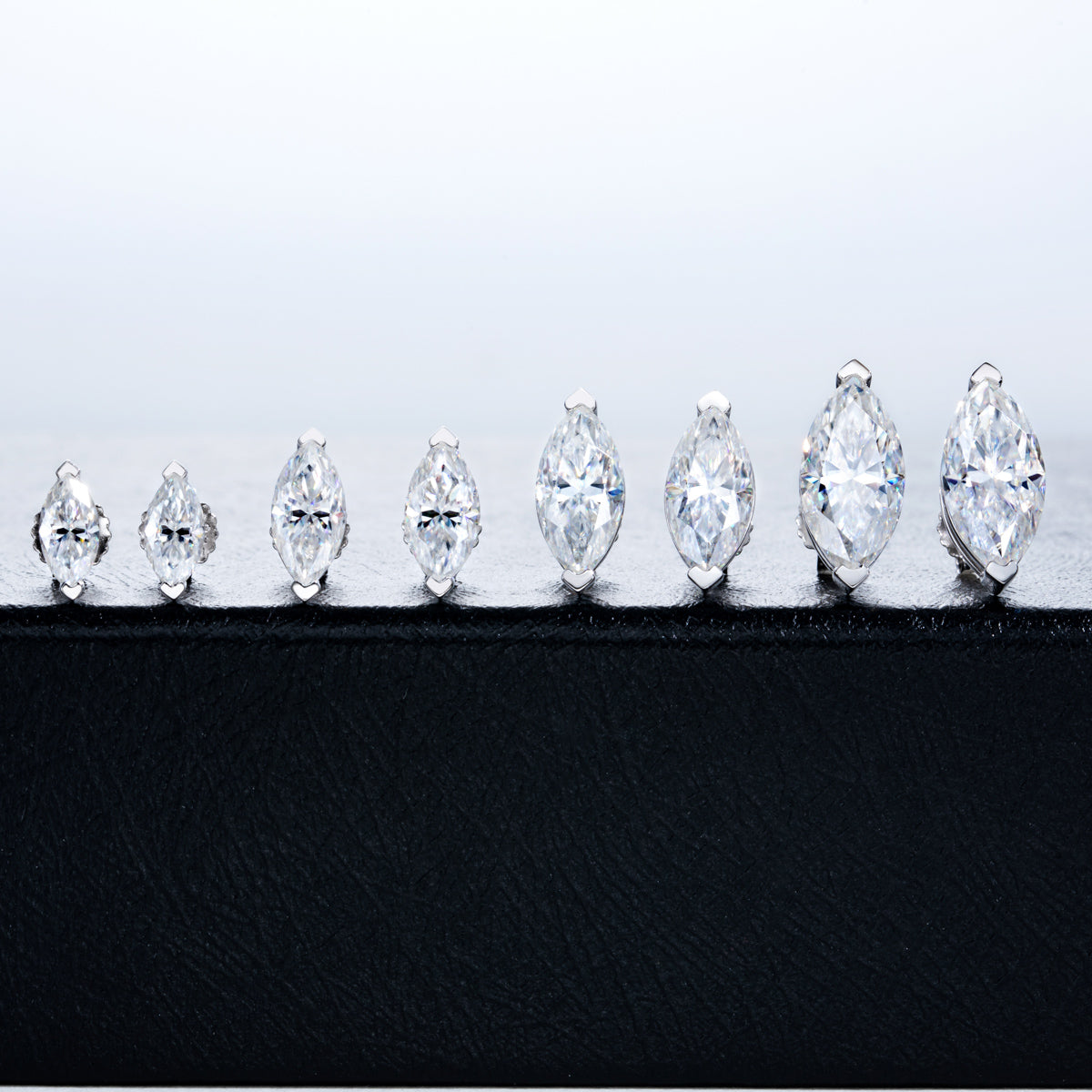 S925‑Silver Marquise‑Cut Moissanite Stud Earrings