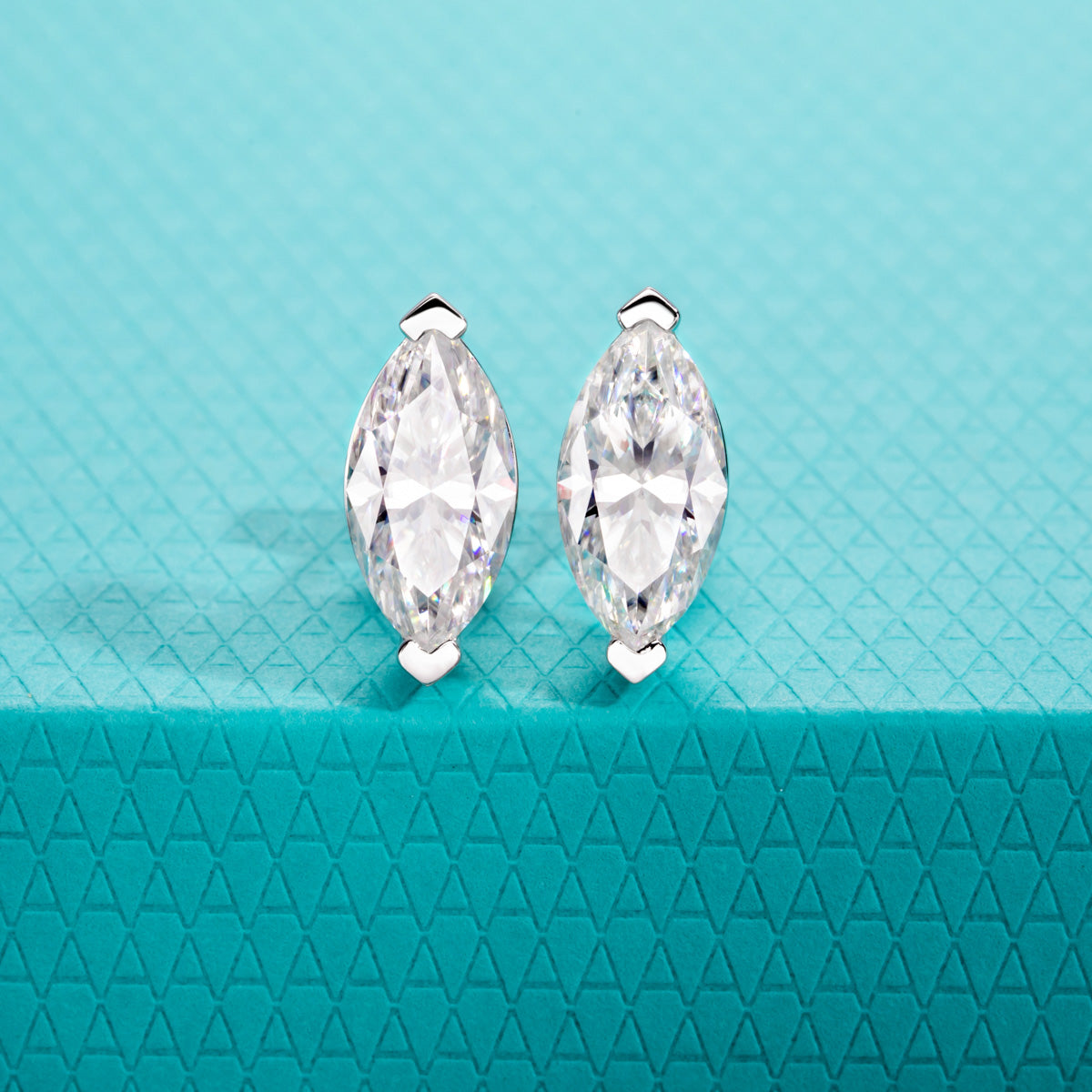 S925‑Silver Marquise‑Cut Moissanite Stud Earrings